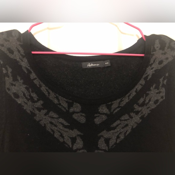 Long Sleeve Black Sweater Dress with Grey Motifs (New - nwot) - Picture 2 of 8